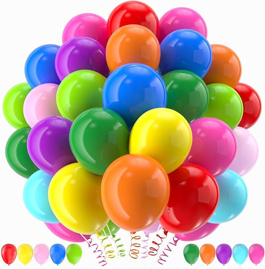 160 Pack Latex Balloons 12 Inch Rainbow Balloons 10 Kinds Colors Multicolor Bulk Balloons for Birthday Baby Shower Wedding Family Party