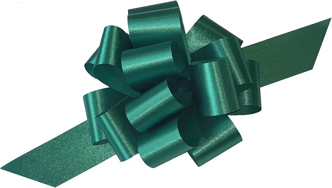 Emerald Green Decorative Gift Pull Bows - 5" Wide, Set of 10, St. Patrick's Day, Easter, Spring, Earth Day, Wreath, Swag, Garland, Gift Wrap, Baskets, Fundraiser, Birthday, Party Decor, Office