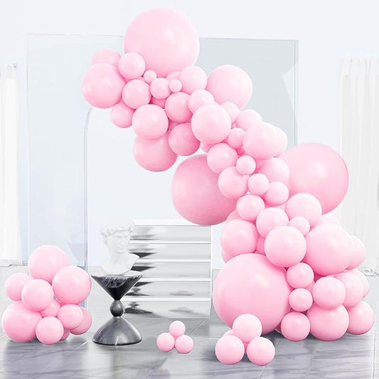 PartyWoo Baby Pink Balloons 152 pcs Different Sizes of 18 12 10 5 Inch Pastel Pale Light Pink Balloons Arch Kit Garland for Baby Shower Gender Reveal Birthday Princess Party Decorations Pink-Q05