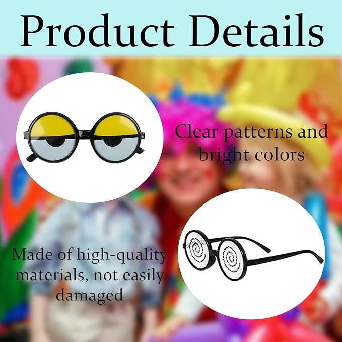 CZFSWT 5PCS Googly Eye Glasses, Funny Glasses, Funny Sunglasses with Moving Eyes, Perfect for Costume Parties, Themed Events, Halloween, Stage Performances and Social Gathering
