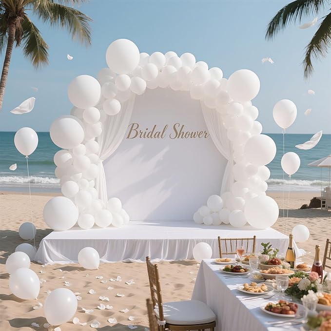 White Balloons Latex Birthday Decorations 100 Pack 12 inch Round Ballons for White Themed Engagement Bachelorette Bridal Shower Wedding Graduation Party 4th of July Decorations Independence Day