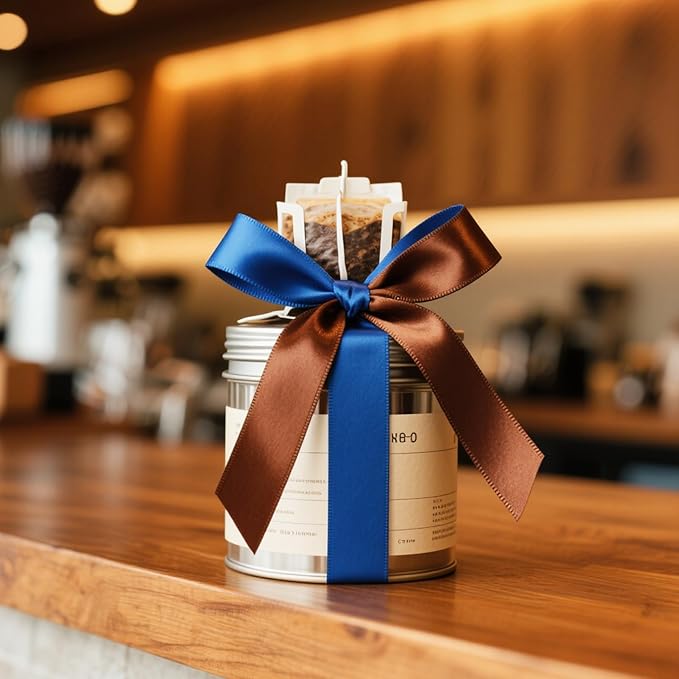 Double Faced Satin Ribbon, 1-1/2 Inch 30 Yards, Blue & Coco Brown Two Tone Ribbon for Gift Wrapping, Flower Bouquet, Bow, Hair, Wedding, DIY Crafts, Holiday Party Decorations