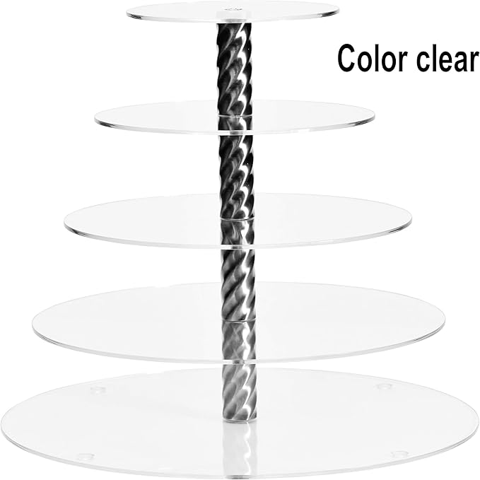 AMT Acrylic Cupcake Stand | Clear Acrylic Cupcake Stand for 57 Cupcakes | 5 Tiers Cupcake Stand | Perfect for a Wedding Shower, Birthday Party, Baby Shower. (1 pc/Box) (Round - 5 Tiers)