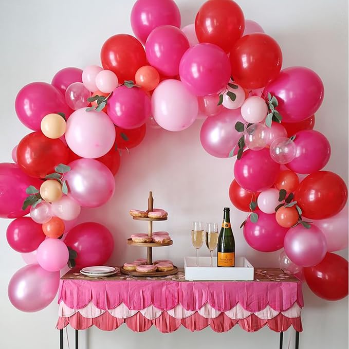 Paready Hot Pink Balloons Set, 60 Pcs 12 Inch Hot Pink Latex Balloons, Pink Confetti Balloon Hot Magenta Party Balloons for Birthday Wedding Baby Shower Princess Valentine's Party Decorations