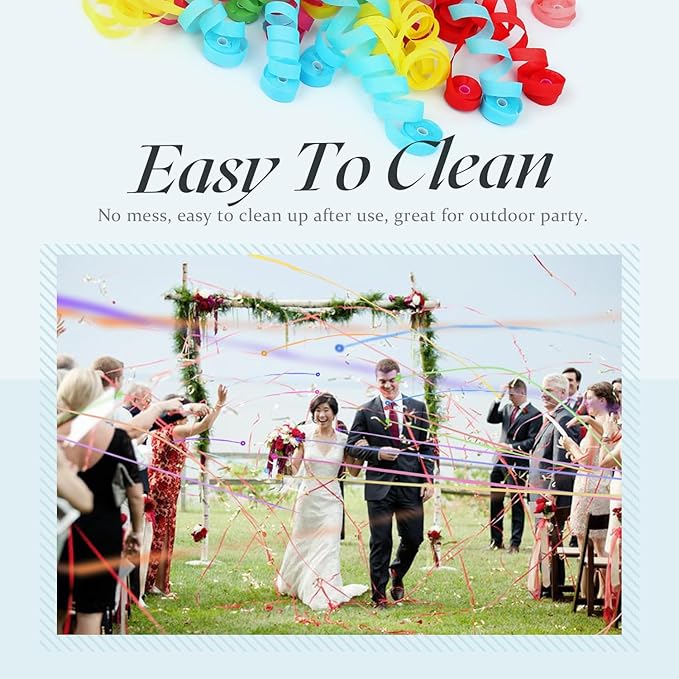 10Pack Colorful Streamer Poppers, No Mess Multi-Color Paper Crackers, Hand Throw Confetti Streamers for Birthday, Wedding, Party Celebrations