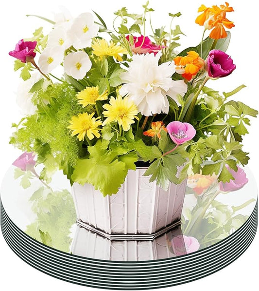 12inch Round Mirror Centerpieces for Tables Decorations, 8 Pack Acrylic Circle Mirror Wall Mirror Tray Candle Plate for Birthday Anniversary Wedding Table Centerpices Decorations