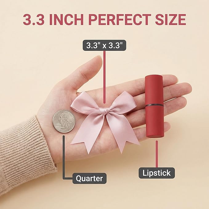 Rose Gift Wrap Bows – 50pcs 3.3 Inch Elegant Satin Bows for Gift Wrapping, Wedding Decor, Baby Shower, Party Decorations, Birthday, Easter, Christmas, Anniversary, DIY Crafts, Gift Bags