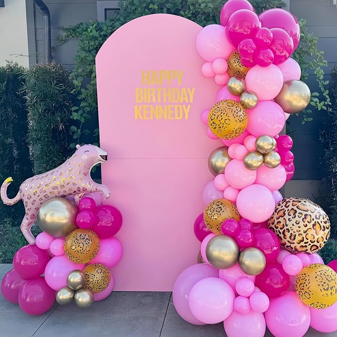Hot Pink Cheetah Balloons, Pastel Pink Metallic Gold Leopard Print Balloons & Confetti Balloon, Jungle Animal Balloon Cheetah Decorations for Girls Birthday Bachelorette Party Safari Baby Shower Decor