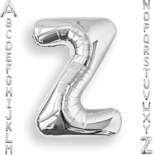 AULE 40 Inch Big Letter Balloon Silver Z Large Foil Helium Alphabet Balloons A-Z for Birthday Anniversary Graduation New Year Party Decoration Supplies