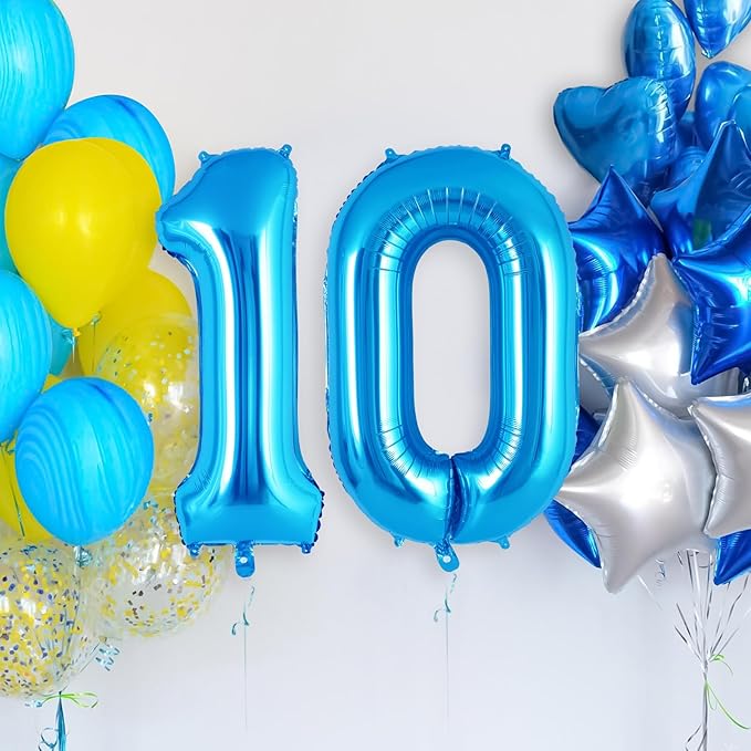 Blue Number 0 Balloon 40 Inch, Big Large Foil Helium Number Balloons, Jumbo Giant Mylar Number 0 Balloons for Birthday Party Decorations Supplies Anniversary Celebration