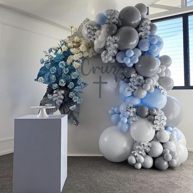 Voircoloria 130pcs Gray Balloons Different Sizes 18" 12" 10" 5" Pastel Gray Balloons for Boys Girls Birthday Baby Shower Gender Reveal Wedding Decorations