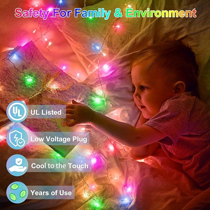350LED 90FT Christmas Lights Indoor Outdoor, 12 Modes Multicolor Outdoor String Lights with Timer & Dimmable, Green Wire Christmas String Lights for Tree Patio Yard Fence Bedroom Wedding Garden Decor