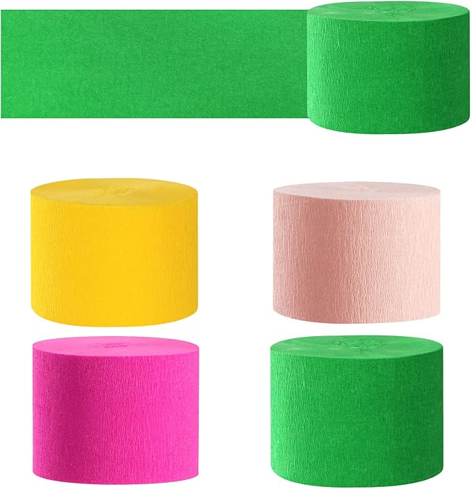 Hawaiian-Themed Pool Party-Decorations Streamers - 8 Rolls Tropical Jungle Aloha Birthday Supplies Bachelorette Crepe Tissue Paper Banners,Summer Beach Baby Shower Backdrop Garland Decor Panduola