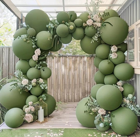 Double Stuffed Sage Green Balloons Retro Olive Green Balloon Garland Kit Different Sizes 18/12/5 Inch Pastel Avocado for Birthday Baby Shower Wedding Jungle Safari Spring Party Decoration
