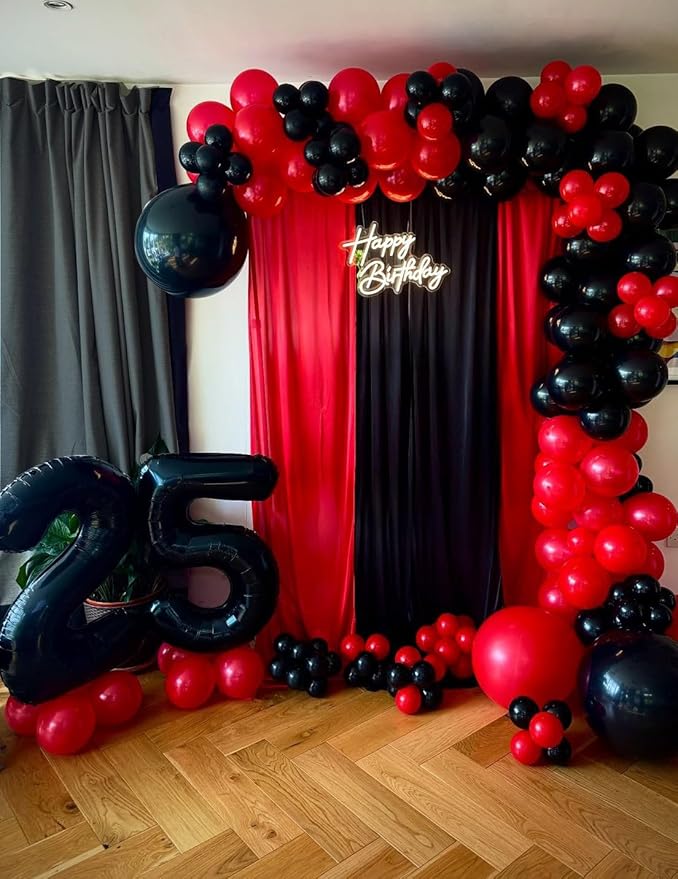 Red and Black Latex Balloons, 50Pcs 12inch Black Red White Party Balloons for Birthday,Wedding,Casino Party, Race Car Party,Graduation Decorations
