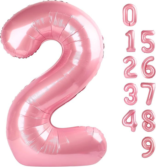 2 Numbers Balloon 40 Inch Pastel Pink Two Balloon Number Birthday Decor, 2nd 12 21st Party Celebration Decorations Graduations Wedding Baby Shower