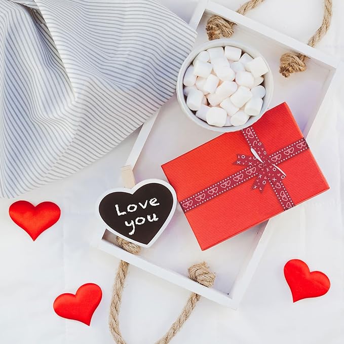 8 Rolls Valentine's Day Ribbon Set, 3/8" x 3 Yards Each, Heart Ring Pattern Grosgrain Ribbons for Wedding Gift Wrapping & DIY Crafts
