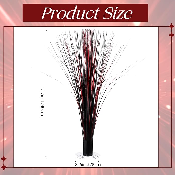 2 Pcs Metallic Spray Centerpieces Graduation Centerpieces for Tables Decorations with Clear Base Shimmering Foil Sprays for Birthday Easter and Celebration Events(Red and Black)