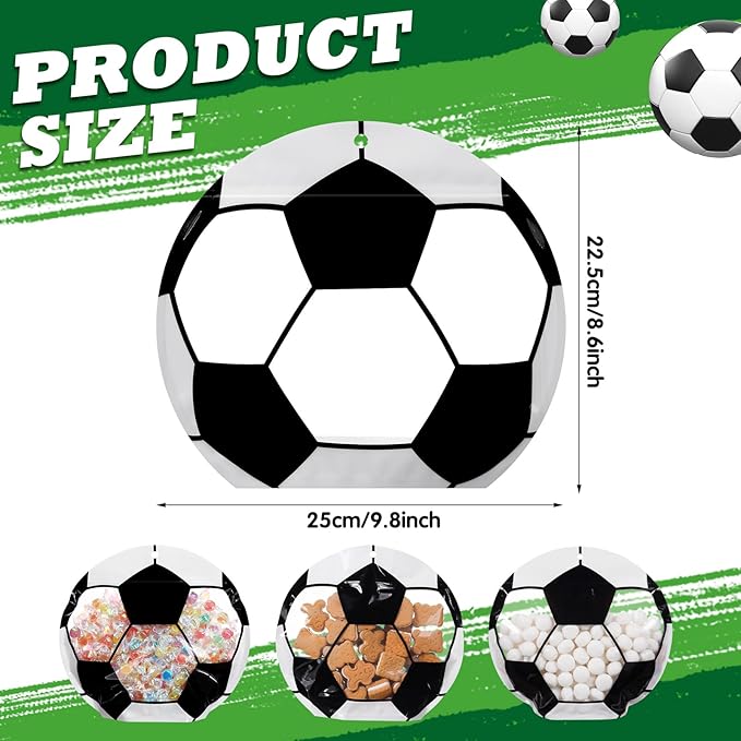 Resurhang 60 Pcs Soccer Party Treat Bags Candy Zipper Cute Soccer Food Goodie Gifts Bags Resealable Sport Themed Snack Candy Containers for Sport Birthday Baby Shower Supplies