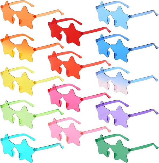 Matcheck 14 Star Shaped Rimless Sunglasses Transparent Candy Color Glasses Irregular One Piece Fun Party Eyewears Teen Adult