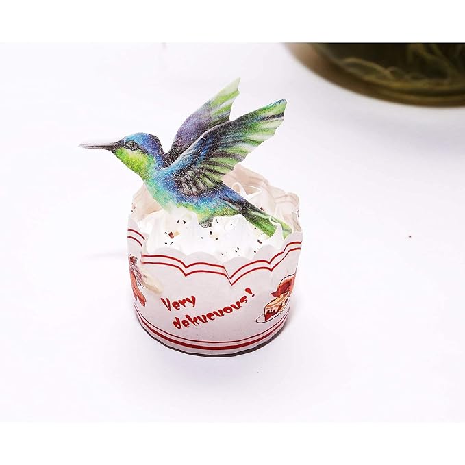 GEORLD Edible Cupcake Topper Wafer Hummingbird Cake Bird Decoration by Wafer Paper,12 Counts,Flat not 3D