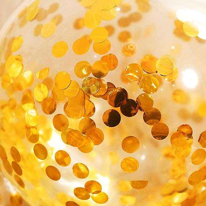 KIRIKOU Pack of 24 Pieces Confetti Balloons 12 Inch Latex Party Balloons for Party Decorations, Wedding, Engagement, Bridal, Birthday and Shower Gold)