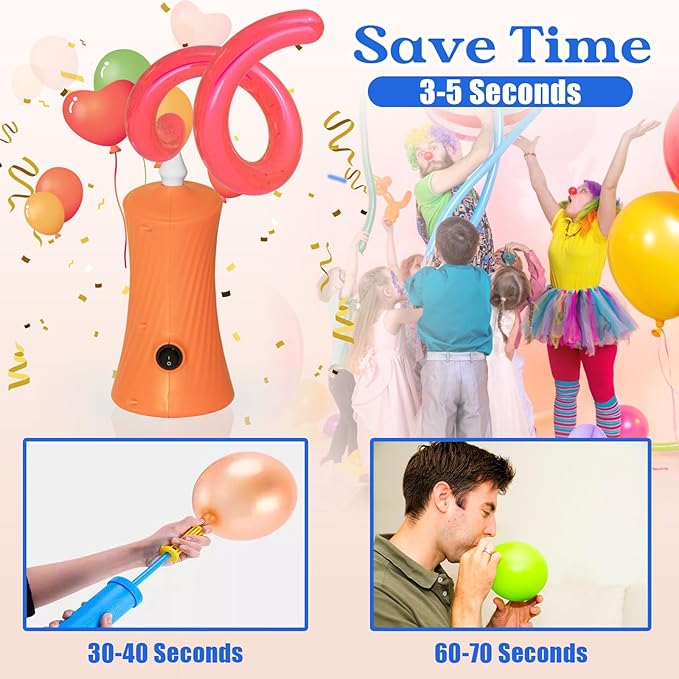 Voircoloria 260 Balloon Pump Electric, Portable Automatic Dual Nozzle Inflator with Tying Tools for Long Animal Balloons Birthday Gender Reveal Baby Shower Balloons Party Decorations