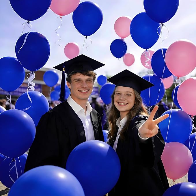 110pcs Blue Balloon 12 inch, Blue Latex Balloon for Birthday Party Baby Shower Wedding(with 2 Ribbons).