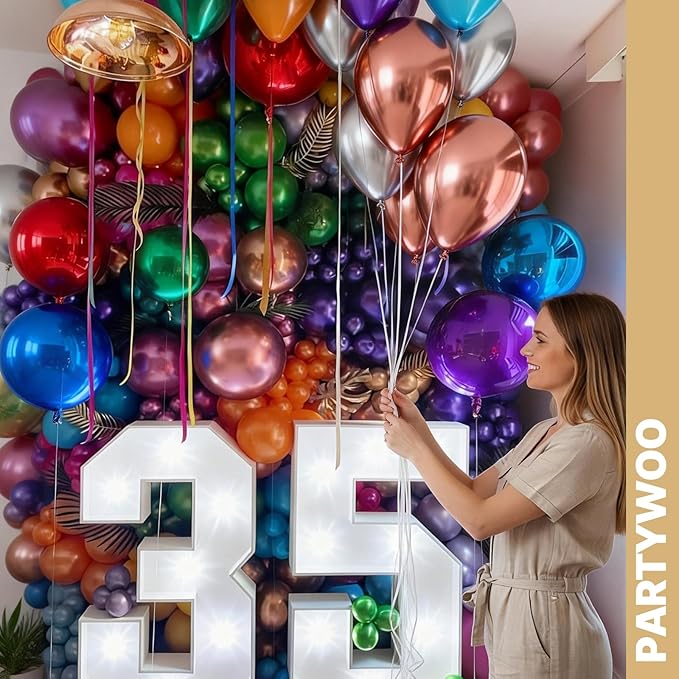 PartyWoo Metallic Balloons 66pcs 12 Inch Metallic Blue Silver Gold Purple Pink Green Rose Gold Latex Balloons for Baby Shower Wedding Engagement Unicorn Rainbow Birthday Party Decorations