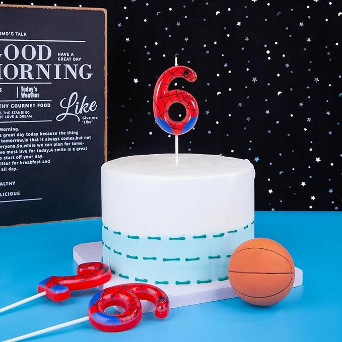 PHD CAKE 2.76 Inch Number 6 Spider Birthday Candles, Spider Cartoon Themed Number Candles, Cake Number Candles, Party Celebration