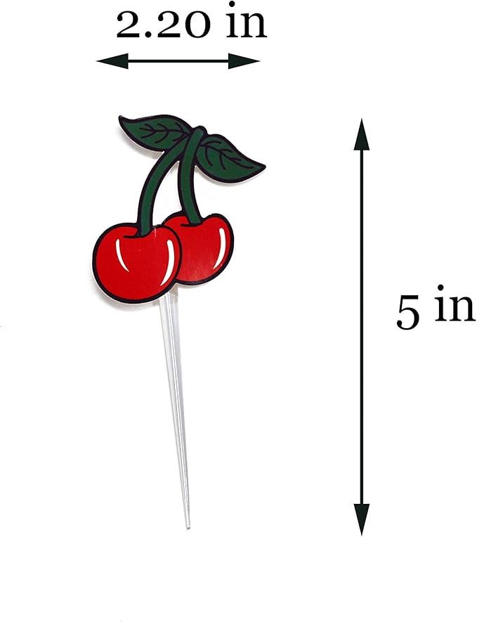 Cherry Cupcake Topper Picks for Birthday Cake Decorations