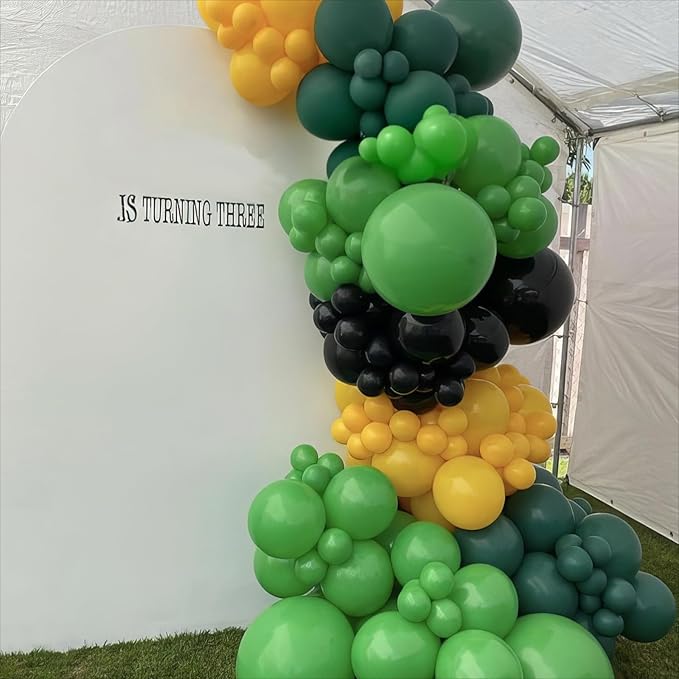 Green and Yellow Balloons, Tractor Football Sport Theme Balloon, Black Yellow Vintage Dark Green Balloons Green Confetti Balloon for Man Boy Birthday Baby Shower Party Decoration