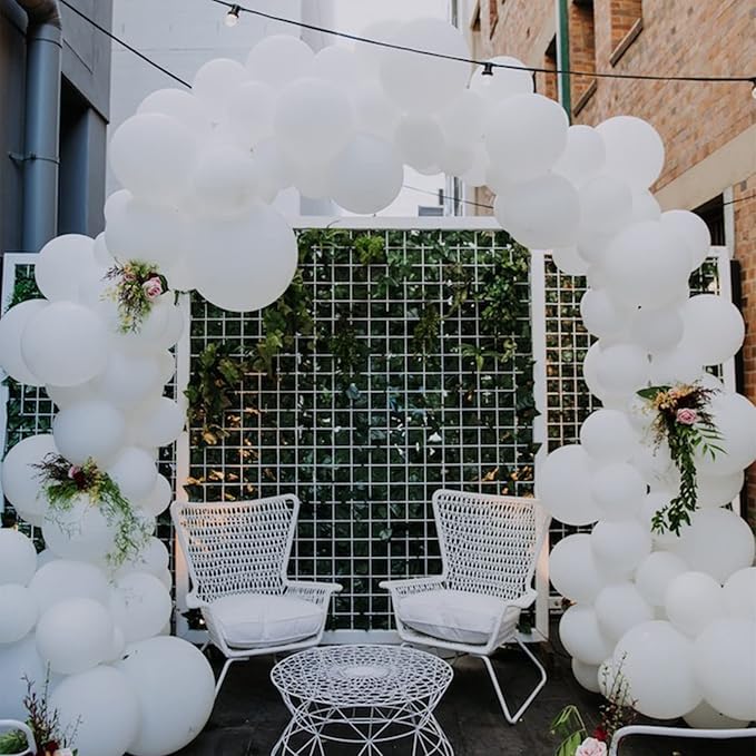 Voircoloria 130pcs White Balloons Different Sizes 18" 12" 10" 5" Party Latex Balloons for Birthday Baby Shower Graduation Wedding Anniversary Party Decorations