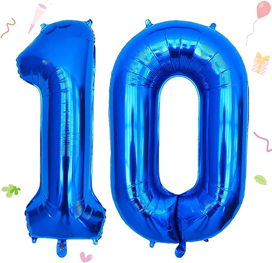 40 Inch Navy Blue 10 Balloon for 10th Birthday Party, Blue Ten Number Balloon 10 Year Old Birthday Decorations for Boys Girls Men Women, Helium Giant Foil Number 10 Balloon