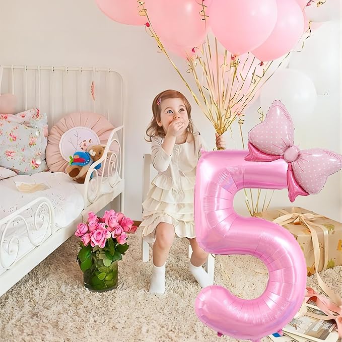 40 inch Number 11 Balloon with Bow Pink Happy Birthday Jumbo Number Balloons for Girls Daughter Birthday Decorations Party Supplies (Pink Number 11)