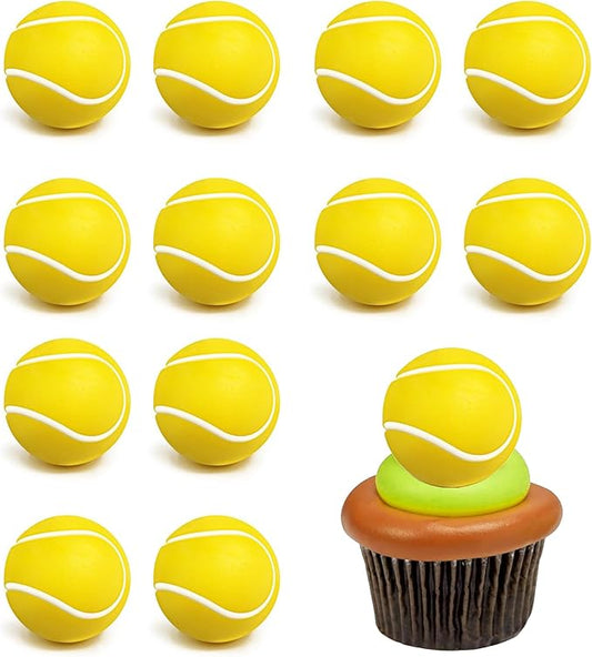 24Pcs Tennis Cupcake Toppers Foam Sports Ball Tennis Cupcake Picks for Baby Shower Kids Tennis Theme Birthday Party Cake Decorations Supplies