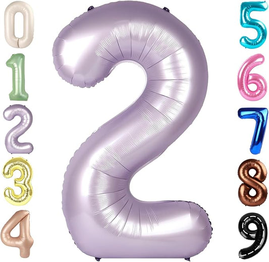 2 Numbers Balloon 40 Inch Cream Purple Two Balloon Number Birthday Decor, 2nd 12 21st Party Celebration Decorations Graduations Wedding Baby Shower