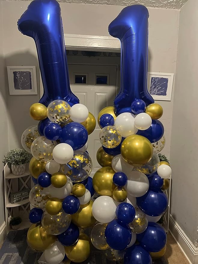 Number 1 Balloon 40 Inch Navy Blue Balloons for Girl Boy 1st 1 11 21 Birthday Decorations, Baby Shower Photo Shoot