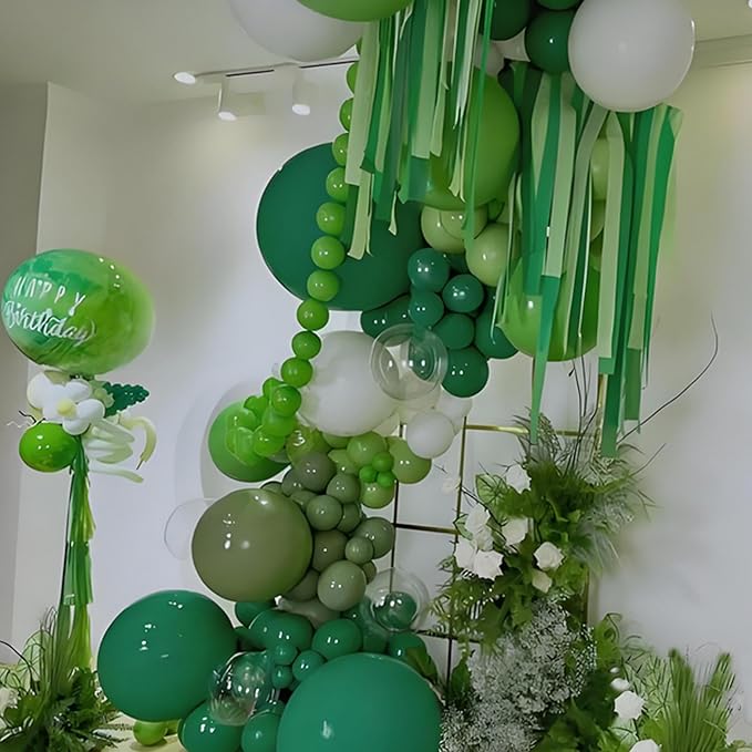 Green Crepe Paper 6 Pcs Streamers for Party Decorations, Birthday Wedding DIY Crafts, Gift Wrapping Supplies