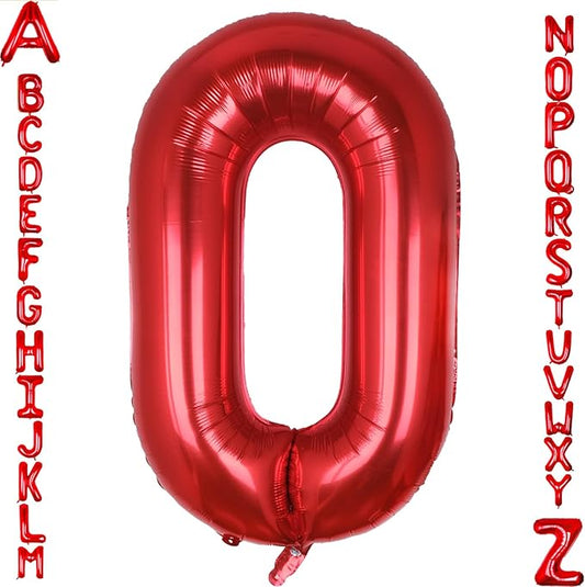 AULE red Letter Balloons O 40Inch Large Giant big Foil Mylar red O Balloon for Birthday Aniversary Party Decorations