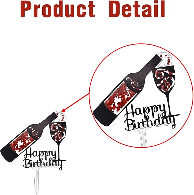 Wine Birthday Cake Topper, Wine Bottle and Glass Acrylic Cake Topper, Aging Like Fine Wine Birthday Decor