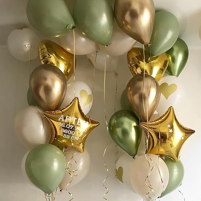 Voircoloria 105pcs Sage Green Balloons 12inch Olive Green Balloons for Birthday Graduation Baby Shower Wedding Anniversary New Year Party Decorations