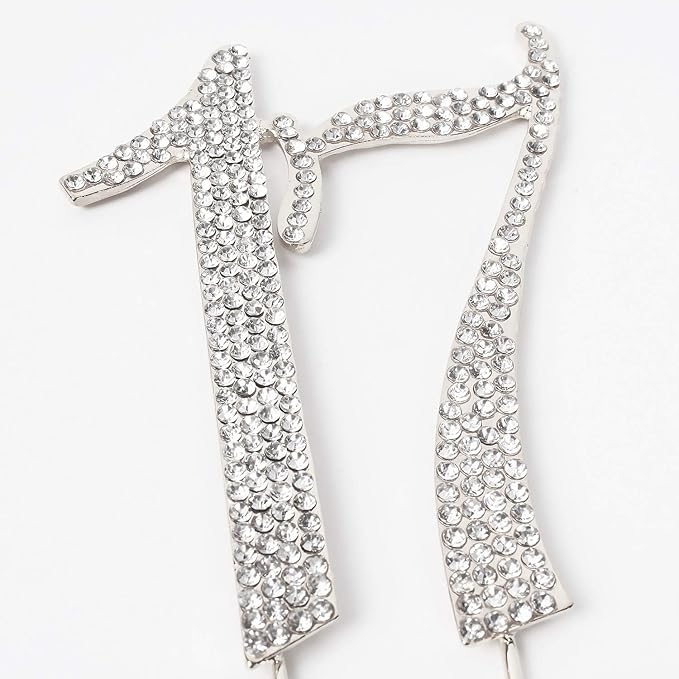 Bling Crystal Rhinestone 17 Birthday Cake Topper - Best Keepsake | 17th Party Decorations Silver