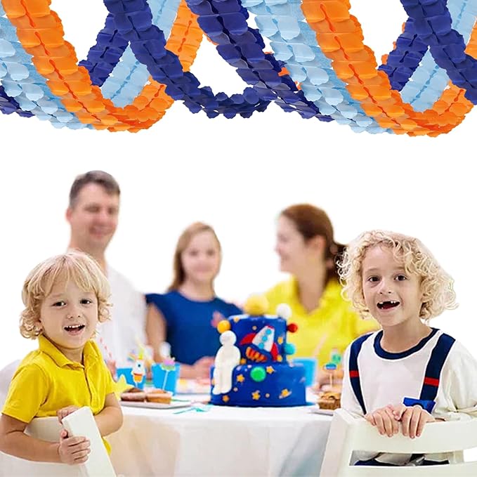 Light-Navy Blue Orange Party-Decorations - 12pcs Streamers-Garland Birthday Baby Shower 4-Leaf Clover Paper Banners,Bridal Wedding Backdrop Decor Ouruola