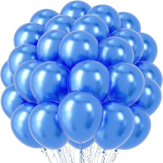 Voircoloria Metallic Blue Balloons, 66pack 12inch Chrome Blue Latex Party Balloons for Birthday Baby Shower Graduation Wedding Gender Reveal Anniversary Party Decorations