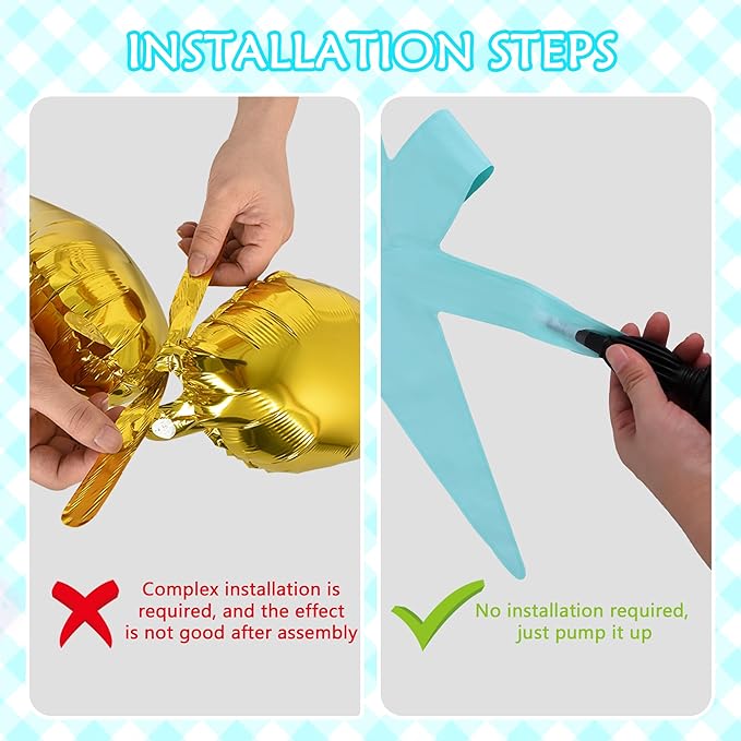 TONIFUL 4 Pcs 22inch 4D Light Blue Explosion Star Mylar Balloons for Party Backdrop Christmas,New Year Birthday, Wedding Baby Shower Anniversary Photo Booth Supplies