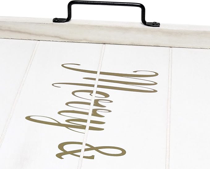 Elegant Designs HG2000-WMB Decorative Wood Serving Tray w/Handles, 15.50" x 12", Merry & Bright (Pack of 4)