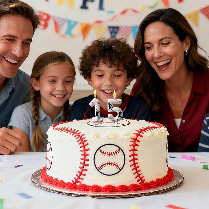 Baseball Birthday Number Candle, Number Candles for Cake Topper, Ideal Birthday Parties Cake Decor, Wedding Anniversary and Other Celebrations (Candle 15)
