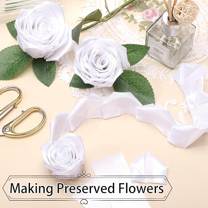 woric White Satin Ribbon 1 1/2 Inch 60 Yards White Wedding Decor Bows Ribbon for Corsage Wristlet Gift Wrapping Chair Bows Bride Shower Flower Bouquet Mothers Day