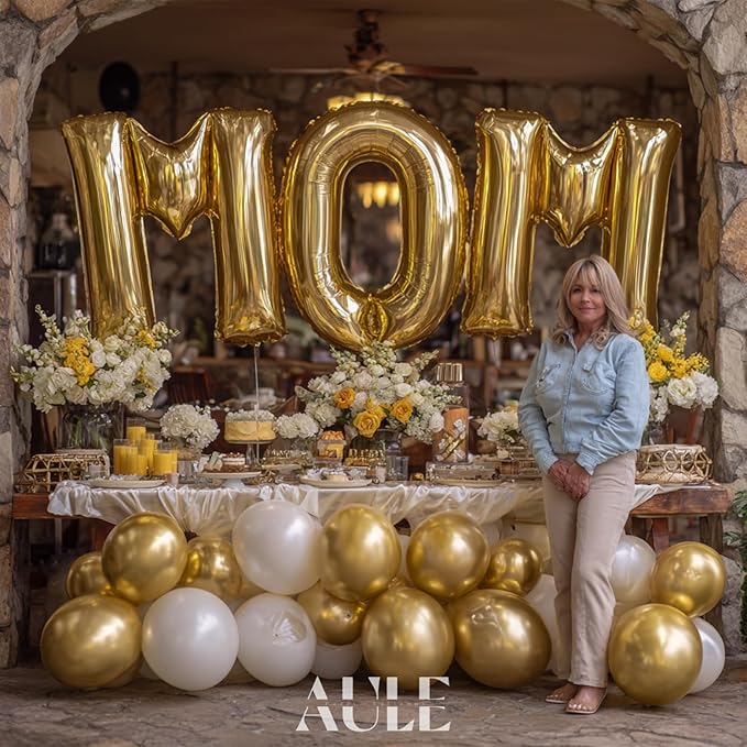 AULE 40 Inch Big Letter Balloon Gold O Large Foil Helium Alphabet Balloons A-Z for Birthday Anniversary Graduation New Year Party Decoration Supplies